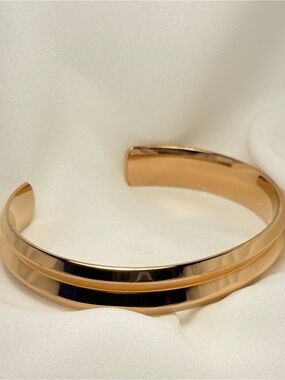 Wide Chic V-Grooved Cuff Bracelet (message your choice: gold, silver, rose gold)